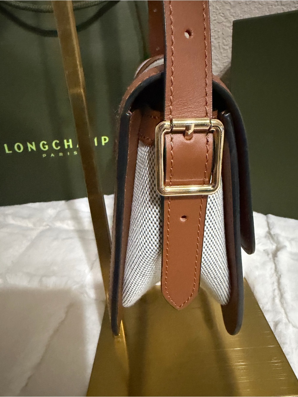 Longchamp Box-Trot Canvas Mini Shoulder/Crossbody HandBag in Cognac - Picture 3 of 14